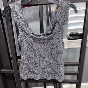 Free People Gray Textured Tank Top